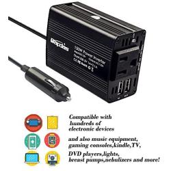 Bapdas 150W Car Power Inverter DC 12V to 110V AC Car Converter with 3.1A Dual USB Car Adapter-Black