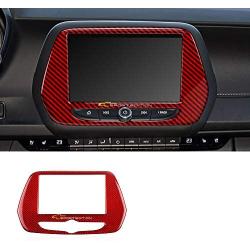 1 Piece Red Carbon Fiber 7'' Radio Screen Navigation Panel Trim Cover Decal Sticker for Chevrolet Camaro 2016-Present Accessories