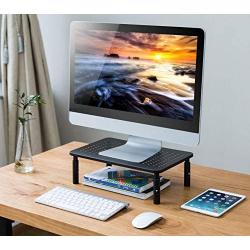 2 Pack Premium Laptop PC Monitor Stand with Sturdy, Stable Black Metal Construction. Fashionable Riser Height Adjustable with Non-Skid Rubber. Perfect for Computer Monitor iMac Stand or Computer Shelf