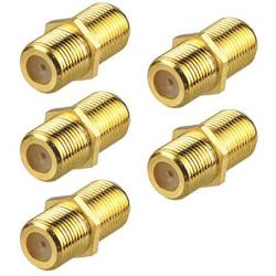 VCE 5-Pack Coaxial Cable Connector, F-Type Coax RG6 Cable Extension Adapter Gold Plated