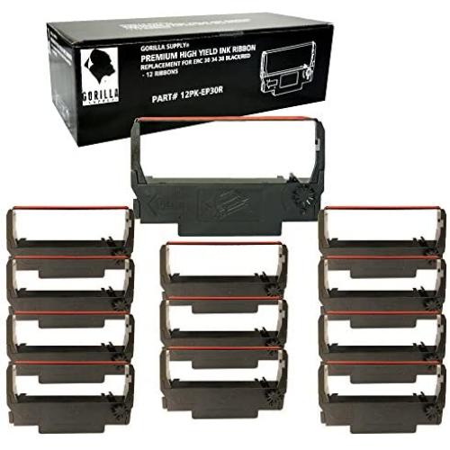 Gorilla Supply Ink Ribbon ERC 30 34 38 B/R Compatible for ERC38 NK506 (12-PK, Black Red)