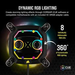 Corsair Hydro X Series XC5 RGB CPU Water Block - Intel LGA 1200 - Copper Cold Plate - More Than 60 Micro-Cooling Fins -16 Vivid RGB LEDs - Black