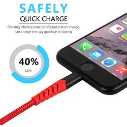 Boreguse Lightning Cable, Apple Certified, 4Pack [3.3FT 6.6FT] Nylon Braided Durable Fast sync & Charging Cord for iPhone Xs,XS Max,XR,X,8 Plus,8,7 Plus,7,6 Plus,6,6S Plus,6s,5,iPad and More(red)