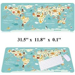 31.5x11.8 Inch Non-Slip Rubber Extended Large Gaming Mouse Pad with Stitched Edges Computer Keyboard Mouse Mat PC Accessories? (Animal Zoo)