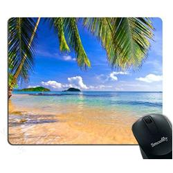Smooffly Gaming Mouse Pad Shore Palms Tropical Beach Mouse Mat Design Natural Eco Rubber Durable Computer Desk Stationery Accessories Mouse Pads for Gift Support Wired Wireless or Bluetooth Mouse