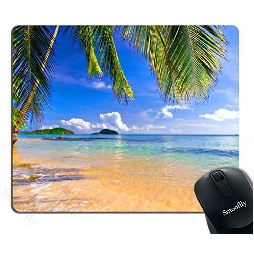 Smooffly Gaming Mouse Pad Shore Palms Tropical Beach Mouse Mat Design Natural Eco Rubber Durable Computer Desk Stationery Accessories Mouse Pads for Gift Support Wired Wireless or Bluetooth Mouse
