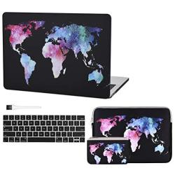 Case Star Laptop case for New MacBook Pro13 Inch New Models A2159 A1989 A1708 A1706+13 Inch Neoprene Laptop Sleeve+Electronics Accessories Pouch+Silicone Keyboard Cover+Brush(World Map 5pcs Set)