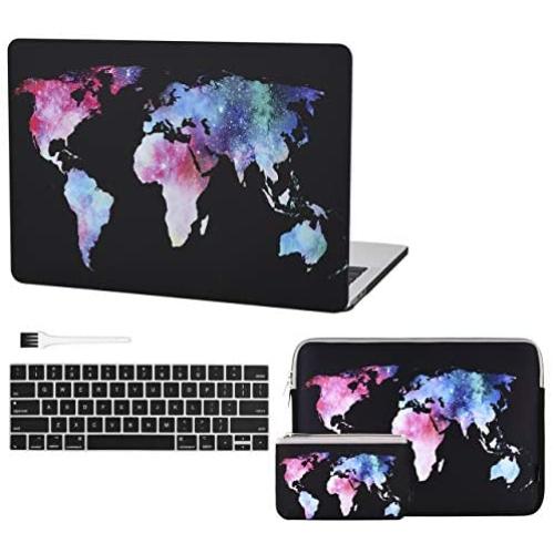 Case Star Laptop case for New MacBook Pro13 Inch New Models A2159 A1989 A1708 A1706+13 Inch Neoprene Laptop Sleeve+Electronics Accessories Pouch+Silicone Keyboard Cover+Brush(World Map 5pcs Set)