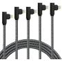 MFI Certified 5Pack iPhone Cable Right Angle iPhone Made for Lightning Cable for Apple 90 Degree USB Fast Charging Compatible 12 11 Pro Max XR XS Max X 10 8 7 6s 6 Plus 5 5s SE 2020, iPad Pro