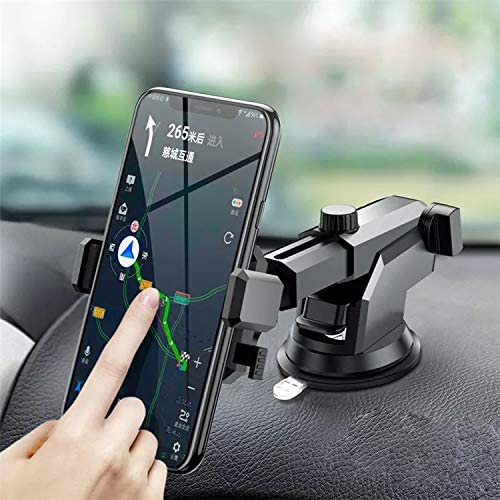 Universal Car Phone Mount with 360° Viewing, Windshield Car Phone Mount Long Arm with Secure Hold and Clip in Stability, Heavy Duty Phone Suction Cup Mount Base. Universal Car Dashboard Phone Holder