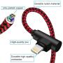 iPhone Charger 10 FT 3 Pack 90 Degree Lightning Cable Right Angle Cable Charging and Syncing Cord Extra Long Nylon Braided for iPhone/iPad (Red Black,10Foot)
