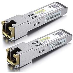 1.25G SFP-T, 1000BASE-T Copper SFP, SFP to RJ45 SFP, for Cisco GLC-T/SFP-GE-T, Meraki MA-SFP-1GB-TX, Ubiquiti UF-RJ45-1G, D-Link, Supermicro, Netgear, TP-Link and More, Pack of 2