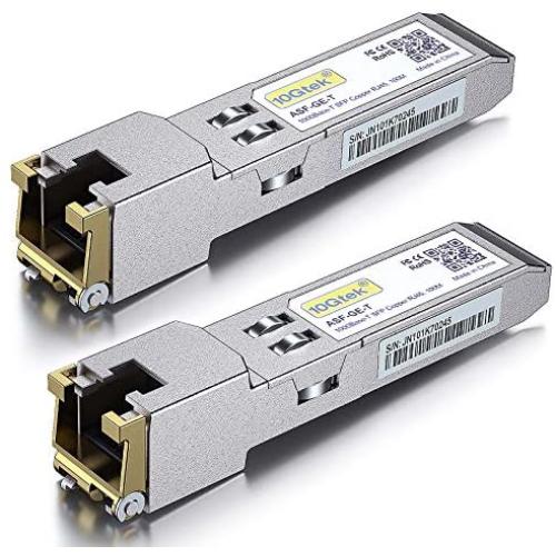 1.25G SFP-T, 1000BASE-T Copper SFP, SFP to RJ45 SFP, for Cisco GLC-T/SFP-GE-T, Meraki MA-SFP-1GB-TX, Ubiquiti UF-RJ45-1G, D-Link, Supermicro, Netgear, TP-Link and More, Pack of 2