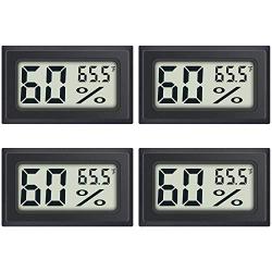 4-Pack Mini Digital Thermometer Hygrometer Indoor Humidity Monitor Temperature Humidity Gauge Meter with Fahrenheit (℉) for Humidors, Greenhouse, Garden, Cellar, Closet, Fridge Etc by DWEPTU