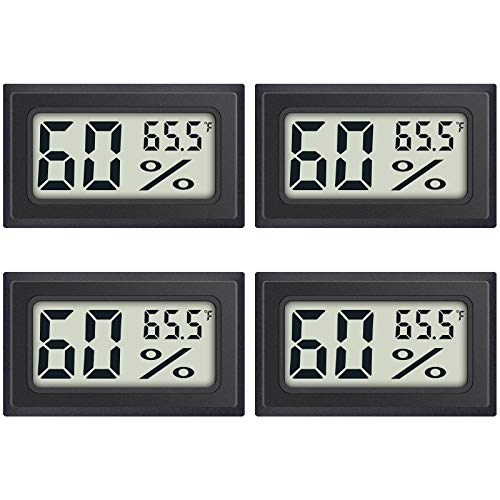 4-Pack Mini Digital Thermometer Hygrometer Indoor Humidity Monitor Temperature Humidity Gauge Meter with Fahrenheit (℉) for Humidors, Greenhouse, Garden, Cellar, Closet, Fridge Etc by DWEPTU 4-Pack Mini Digital Thermometer Hygrometer Indoor Humidity Monitor Temperature Humidity Gauge Meter with Fahrenheit (℉) for Humidors, Greenhouse, Garden, Cellar, Closet, Fridge Etc by DWEPTU