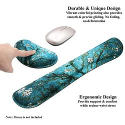Meffort Inc Gaming Keyboard Wrist Pad & Mouse Wrist Rest Cushion Support Combo Set – Durable Ergonomic Anti Slip Non-Slip Base - Almond Blossoming