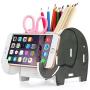 COOLBROS Elephant Pencil Holder With Phone Holder Desk Organizer Desktop Pen Pencil Mobile Phone Bracket Stand Storage Pot Holder Container Stationery Box Organizer (African elephant)