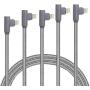 MFI Certified 5Pack Right Angle Lightning Cable 90 Degree iPhone Charging Cable Compatible with 12 11 Pro Max XR XS Max X 10 8 7 6s 6 Plus 5 5s SE 2020, iPad Pro (Grey3ft/6ft/6ft10ft/10ft)