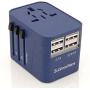Power Plug Adapter (SandBlue)- International Travel - w/4 USB Ports for 150+ Countries - 220 Volt Adapter - Travel Adapter Type C Type A Type G I f UK EU Europe European