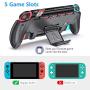 Switch Grip with Upgraded Adjustable Stand Compatible with Nintendo Switch, OIVO Asymmetrical Grip with Upgraded Adjustable Stand/Cartridge Holders and 5 Game Slots- 4 Thump Caps Included