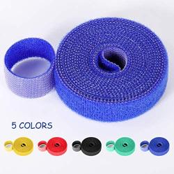 Cable Straps, SidiOutil 6 Roll Reusable Multicolored Cable Ties Hook & Loop Nylon Fastening Tape Wire Organizer for Power Wire Management Self Gripping Cord Rope Holder 2M14.5MM(Total 12M)