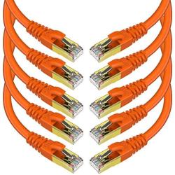 CAT 8 Ethernet Cable 1 Foot 10 Pack Orange Shielded SFTP Internet Network Patch Cord, Heavy Duty High Speed 26AWG LAN Cables w Gold Plated RJ45 Connector Professional for Router, Modem, Gaming, Xbox