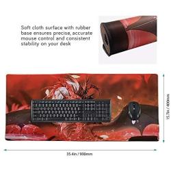 Imegny Extended Gaming Mouse Pad, Portable Keyboard & Mouse Mat with Stitched Edges + Non-Slip Rubber Base (type4 35.415.7Inch, 90x40 sunrisedragon038)