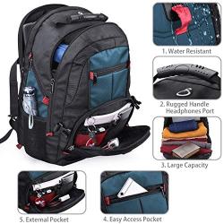 Laptop Backpack 17 Inch Waterproof Extra Large TSA Travel Backpack Anti Theft College School Business Mens Backpacks with USB Charging Port 17.3 Gaming Computer Backpack for Women Men Blue 45L