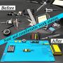 21.6 x 13.8 inch Heat Resistant Silicone Soldering Mat, Electronic Repair Mat for Soldering Station, Aweohtle Work Mat for Phone,Camera,Watch Repair with Scale Ruler and Screw Position (Large)
