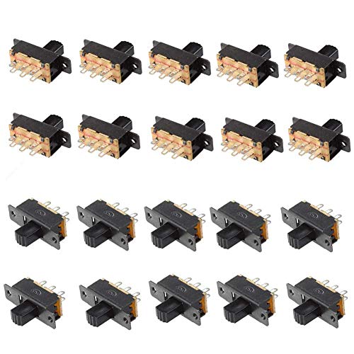 Qiying SS22F25-G7 2-Position DPDT 2P2T Panel Mount Mini Slide Switch Soldering Lug 20Pcs