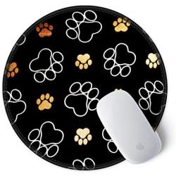 ITNRSIIET [20% Larger] Mouse Pad with Stitched Edge Premium-Textured Mouse Mat Waterproof Non-Slip Rubber Base Round Mousepad for Laptop Computer PC Office 8.7×8.7×0.12 inches Black Bear Paw