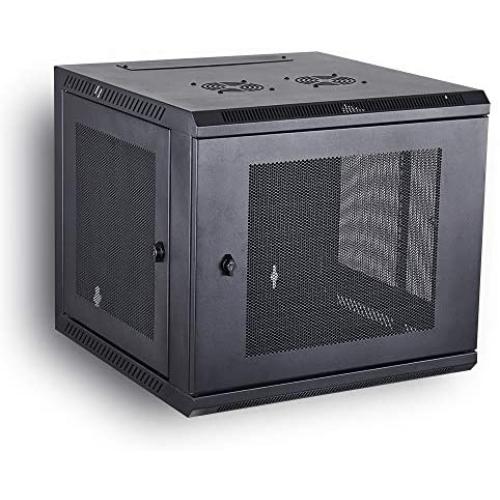 KENUCO Wall Mount Rack Cabinet Enclosure | Fully Assembled | Vented Door | Adjustable mounting Rails | Cold Rolled Steel | RACK-09 | (23.6 x 23.6, 12U)