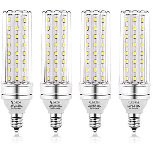 E12 LED Bulbs, 16W LED Candelabra Bulb 120 Watt Equivalent,1400lm, Decorative Candelabra Base E12 Non-Dimmable LED Chandelier Bulbs, Daylight White 5000K, LED Corn Lamp, Pack of 4