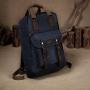Canvas Laptop Backpack,VASCHY Vintage Waxed Canvas Anti-theft Backpack for Men Fits 15.6inch Laptop Navy