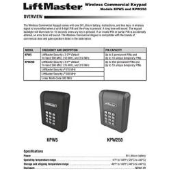 LiftMaster KPW5 Wireless 5 Code Commercial Keypad