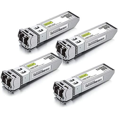 10GBase-SR SFP+ Transceiver, 10G 850nm MMF, up to 300 Meters, Compatible with Cisco SFP-10G-SR, Meraki MA-SFP-10GB-SR, Ubiquiti UF-MM-10G, Mikrotik, D-Link and More, Pack of 4