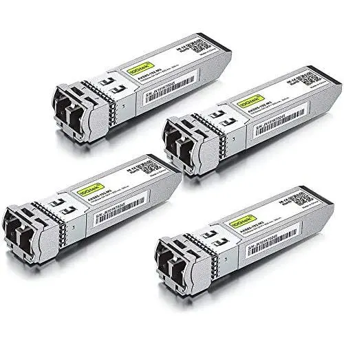 10GBase-SR SFP+ Transceiver, 10G 850nm MMF, up to 300 Meters, Compatible with Cisco SFP-10G-SR, Meraki MA-SFP-10GB-SR, Ubiquiti UF-MM-10G, Mikrotik, D-Link and More, Pack of 4 10GBase-SR SFP+ Transceiver, 10G 850nm MMF, up to 300 Meters, Compatible with Cisco SFP-10G-SR, Meraki MA-SFP-10GB-SR, Ubiquiti UF-MM-10G, Mikrotik, D-Link and More, Pack of 4