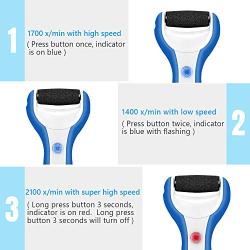 Waterproof Electric Foot Scrubber Pedicure Foot File Callus Remover Hard Skin Remover for Feet Heels and Dead Skin with 3 Roller Heads (Blue)
