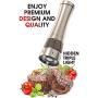 Electric Salt and Pepper Grinder | Premium Electronic Stainless Steel Spice Mill for Coarse Seasoning | Battery Powered One-Handed Pepper & Salt Grinder with Light (9551 single)