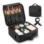 LOMEZI Travel Makeup Train Case Makeup Bag Cosmetic Bag Organizer for Women Organizer Portable Storage Bag with Shoulder Strap Adjustable Dividers for Makeup Brushes Toiletry Travel Accessories