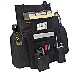 Car Front Seat Organizer - Car Seat File Organizer, Car Passenger Seat Organizer Law Enforcement - Vehicle Storage Organizer with Dedicated Laptop Tablet Holder Cup Holder, Black