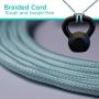 Cordinate Designer 1-Outlet 2-USB Charging Extension Cord with Surge Protection, Mint Braided Décor Fabric Cord, 10 ft, 2.4A USB Charging Ports, with Tamper Resistant Safety Outlets, 37918