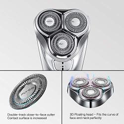 FLYCO Electric Razor Rotary Shaver for Men Cordless Rechargeable Shavers Mens Close Cut Wet & Dry Razors with Pop-up Trimmer, IPX7 Waterproof, 60 Minutes Shaving, Intelligent Time Display, Carry Pouch