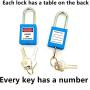 Lockout Tagout Locks, Safety Padlock，10 PCS with Number (Blue NO.1-10)