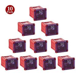 10 Pack FMX-50LP 50 Amp Low Profile Female Maxi Fuse, 32Vdc Fit for Ford Chevy/GM Nissan and Toyota Pickup Trucks Cars and SUVs