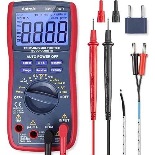 AstroAI Digital Multimeter, TRMS 6000 Counts Volt Meter Manual and Auto Ranging; Measures Voltage Tester, Current, Continuity, Frequency; Tests Diodes, Transistors, Temperature for Automotive