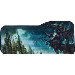 Gaming Mouse Pad Professional Curved Extended Size Large Computer Laptop Keyboard Desk Mat Waterproof Mousepad with Stitched Edges Anti Slip Rubber Base for School Office Home (Cool Illidan Stormrage)