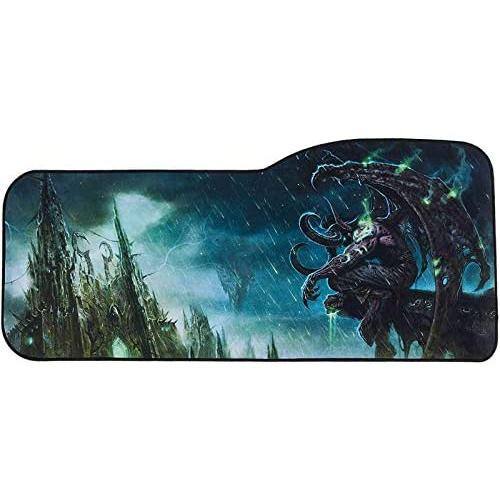 Gaming Mouse Pad Professional Curved Extended Size Large Computer Laptop Keyboard Desk Mat Waterproof Mousepad with Stitched Edges Anti Slip Rubber Base for School Office Home (Cool Illidan Stormrage)