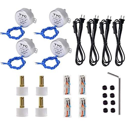 4 Set Cup Turner Kit Accessories for Crafts Tumbler,Includes Synchronous Turntable Motors,Coupling Connectors,Pipes Cap, Switch Cords - Ideal for Cuptisserie,Tumbler Cup Rotator Machince (2.5-3RPM)