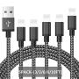 CredDeal MFi Certified iPhone Charger, Lightning Cable Pack of 5- [3/3/6/6/10FT] Nylon Braided Fast Charging Data Sync USB Cord Wire Compatible iPhone 12/11/Pro/Xs Max/X/8/7/Plus/6S/6/SE/5S